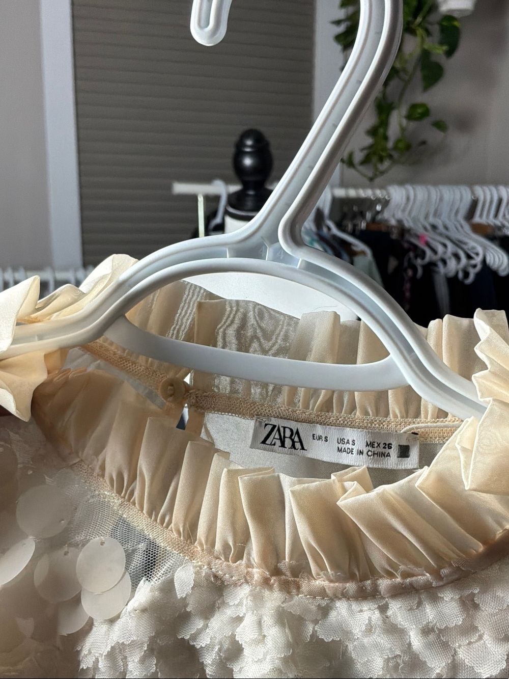 ZARA | NWT SEQUIN RUFFLE SHEER PEPLUM TOP - Picture 4 of 8